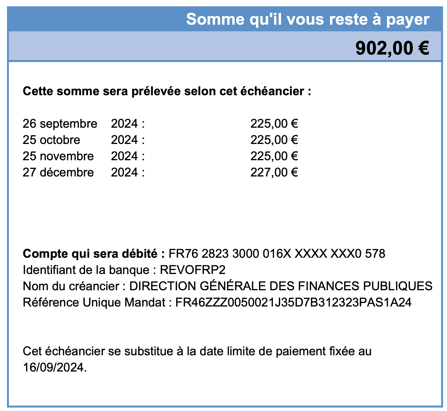 Somme à payer aux impôts