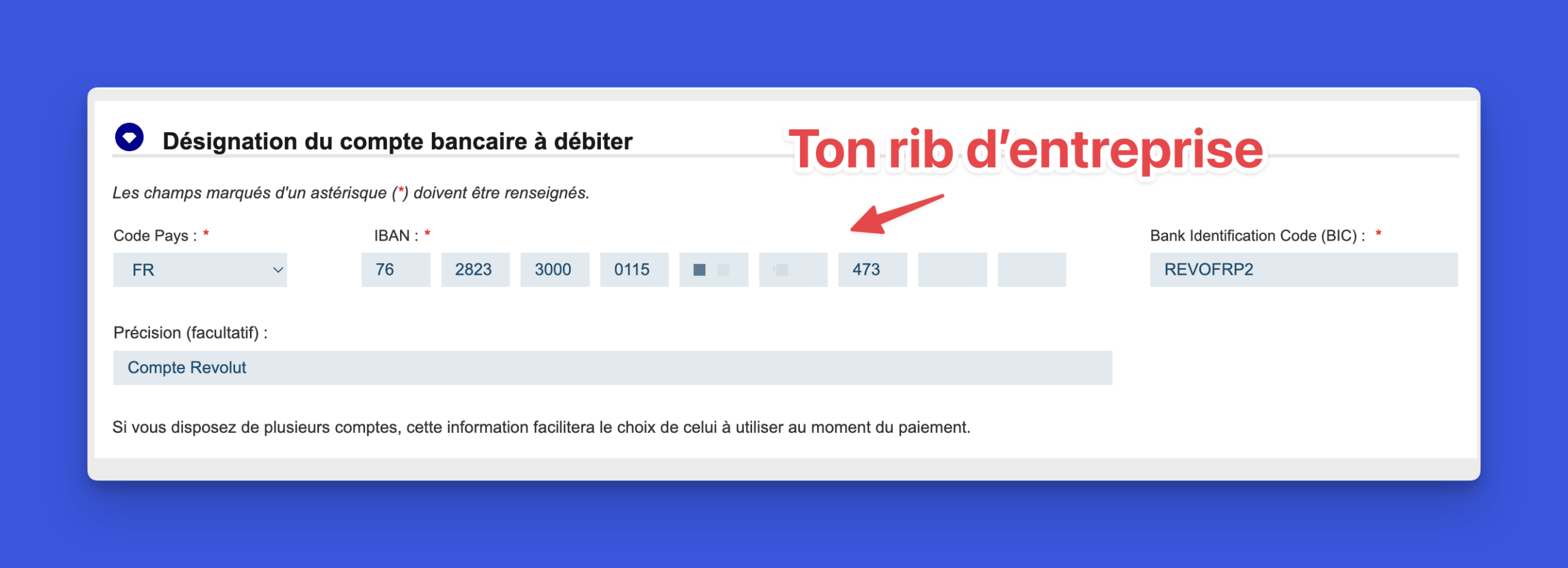 designation compte bancaire