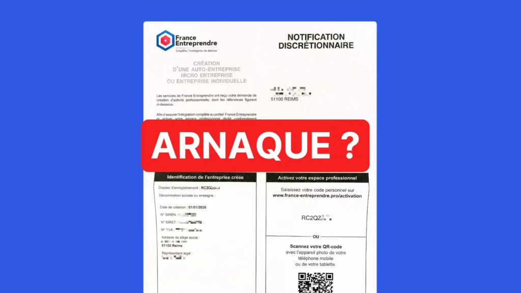 France entreprendre courrier notification discrétionnaire