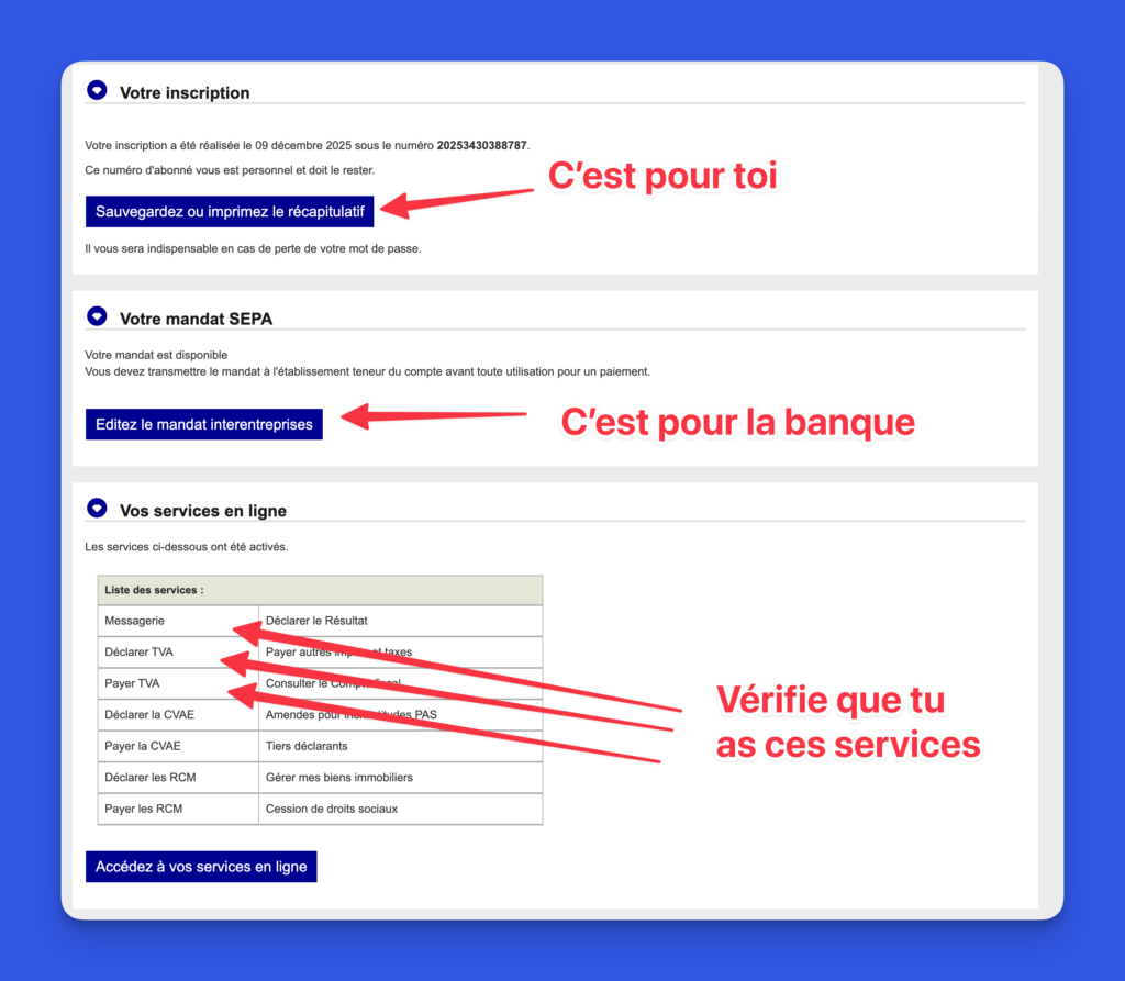 inscripiton tuto espace pro impots