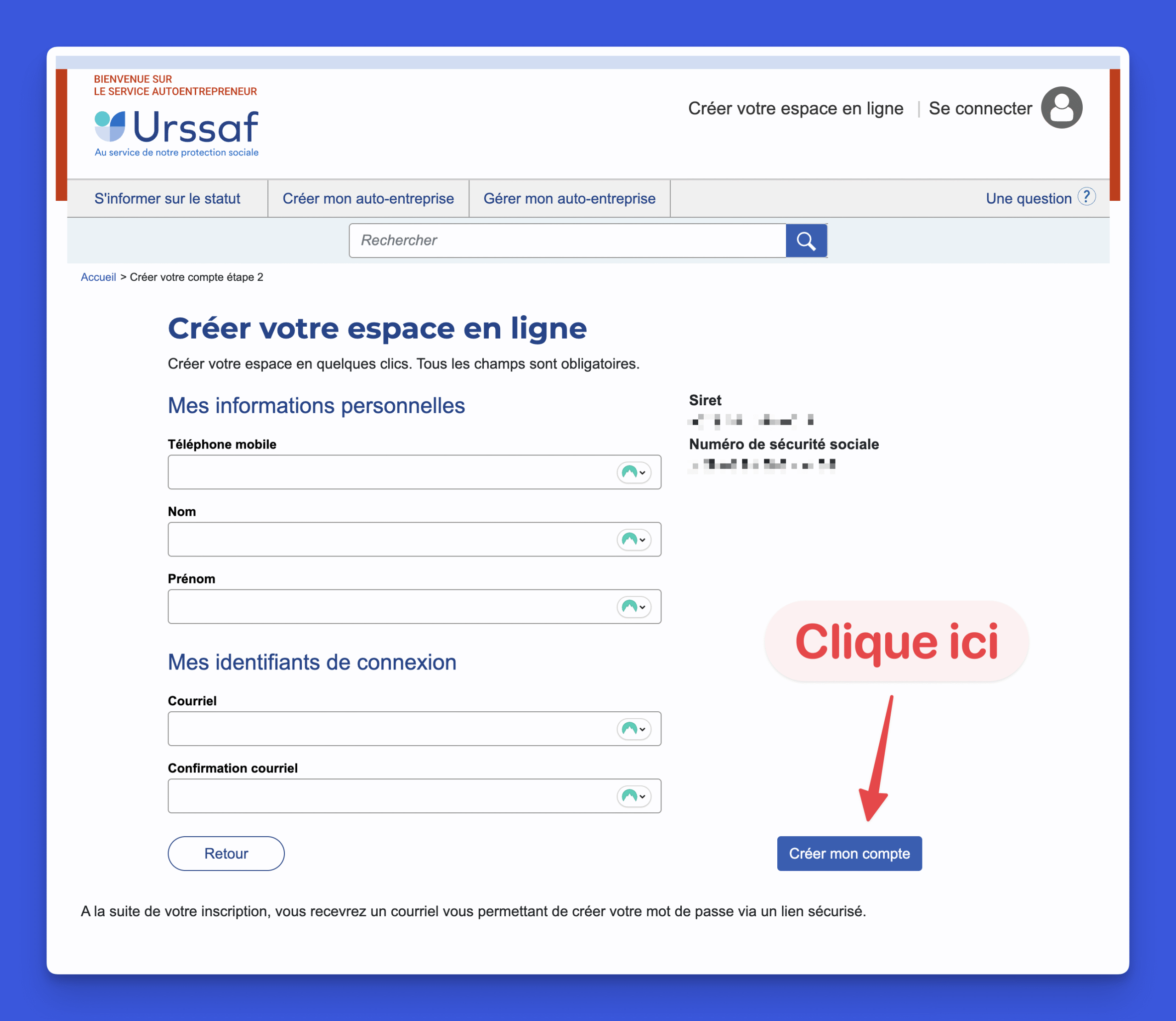 Tuto inscription URSSAF création compte illustrationla-micro-by-flo