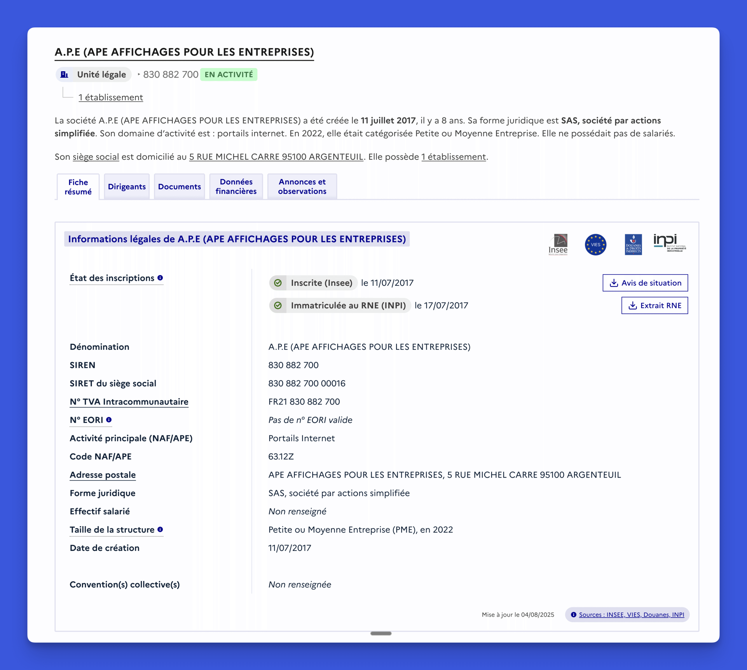 fiche-entreprise-ape-affichages-datagouv illustrationla-micro-by-flo